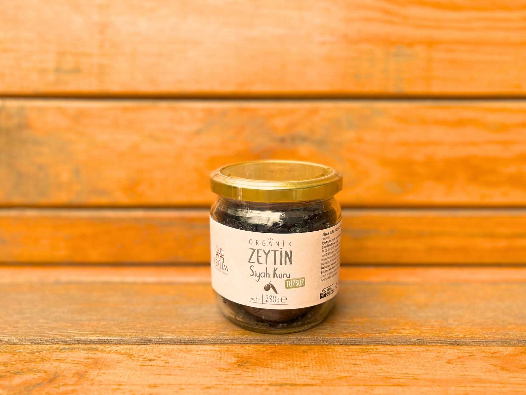 Yerlim Organik Kuru Tuzsuz Siyah Zeytin 280 g - 1