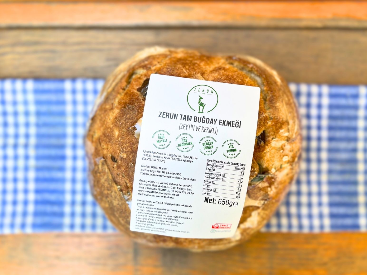 Ekşi Mayalı Zeytinli Kekikli Zerun Ekmeği 650g - 2